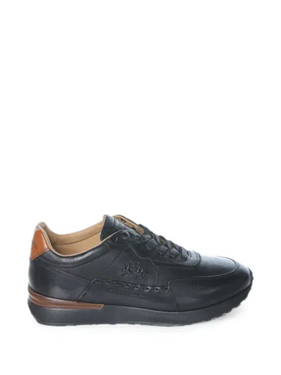 La Martina Leather Panelled Sneakers In Black