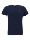La Martina Elegant Crew Neck Cotton Tee With Embroidery In Blue