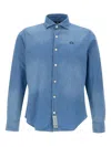 La Martina Logo-embroidered Denim Shirt In Blue