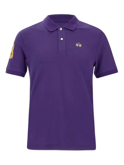La Martina Logo-embroidered Polo Shirt In Purple
