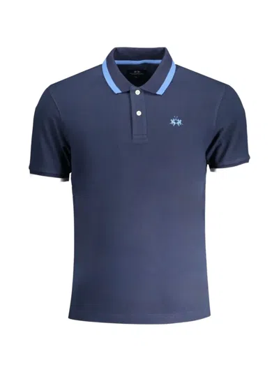 La Martina Blue Cotton Men Polo Shirt
