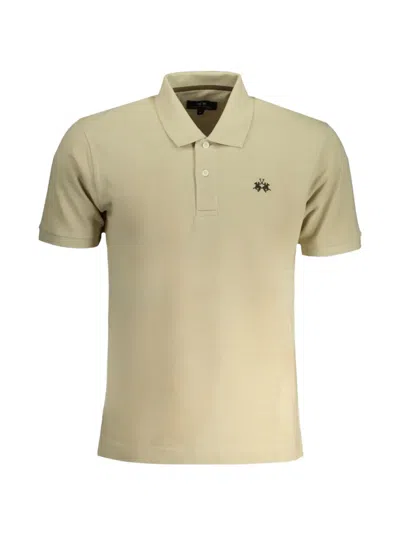 La Martina Logo-embroidered Cotton Polo Shirt In Neutral