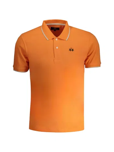 La Martina Logo-embroidered Cotton Polo Shirt In Orange
