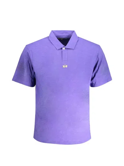 La Martina Logo-embroidered Cotton Polo Shirt In Purple
