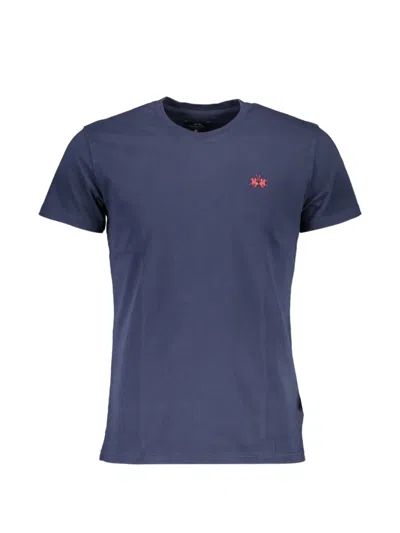La Martina Logo-embroidered T-shirt In Blue