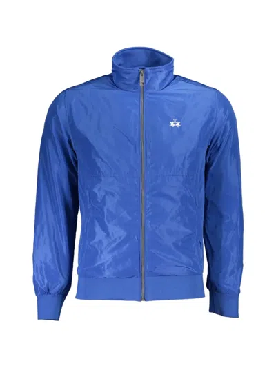 La Martina Logo-embroidered Zip-up Jacket In Blue
