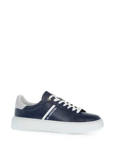 La Martina Logo-print Leather Sneakers In Blue