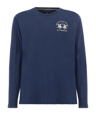 La Martina Long-sleeved T-shirt In Navy Blue