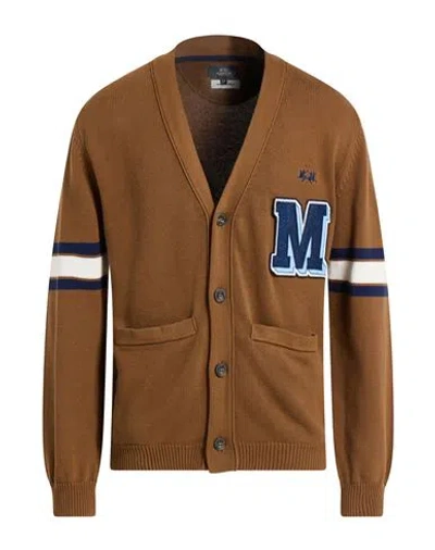 La Martina Man Cardigan Brown Size Xl Cotton, Wool