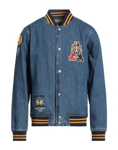 La Martina Man Denim Outerwear Blue Size Xl Cotton