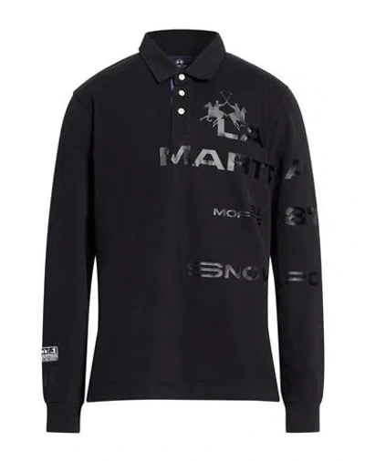 La Martina Man Polo Shirt Black Size L Cotton