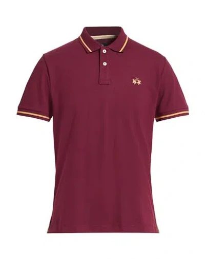 La Martina Man Polo Shirt Burgundy Size Xxl Cotton, Elastane In Red