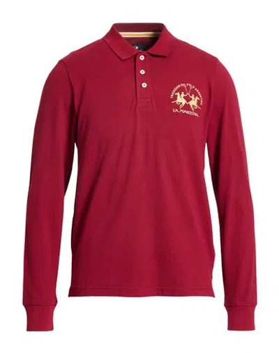 La Martina Man Polo Shirt Burgundy Size Xxl Cotton, Elastane In Red