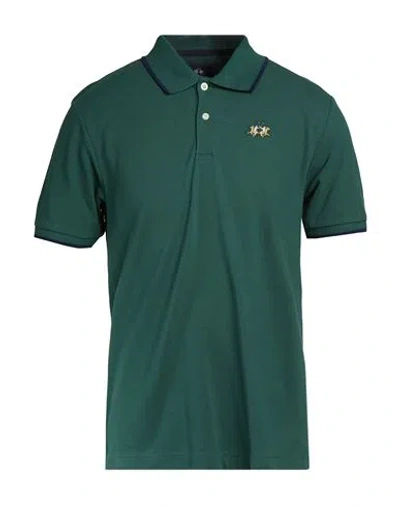 La Martina Man Polo Shirt Dark Green Size S Cotton