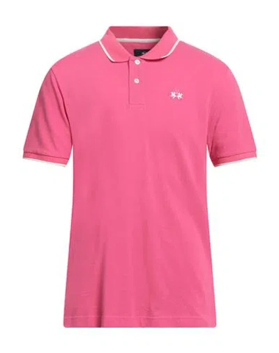 La Martina Man Polo Shirt Fuchsia Size Xxl Cotton In Pink
