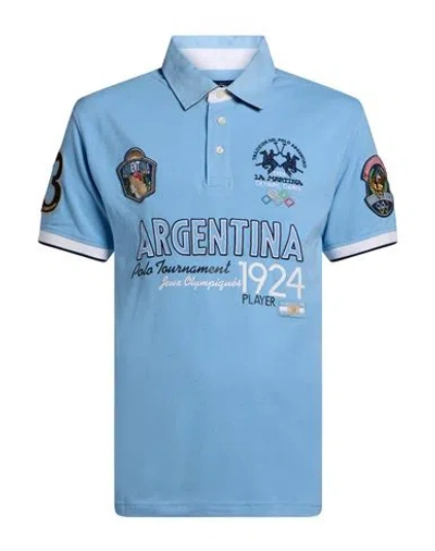La Martina Man Polo Shirt Light Blue Size Xxl Cotton