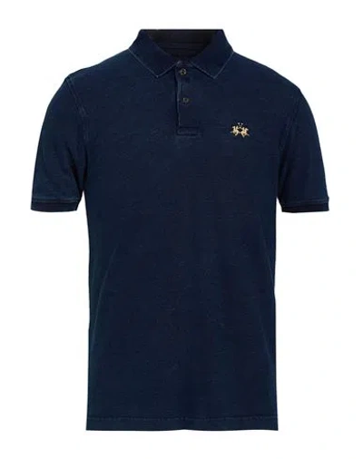 La Martina Man Polo Shirt Midnight Blue Size M Cotton