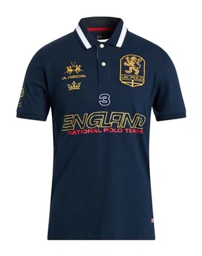 La Martina Man Polo Shirt Midnight Blue Size Xxl Cotton, Elastane