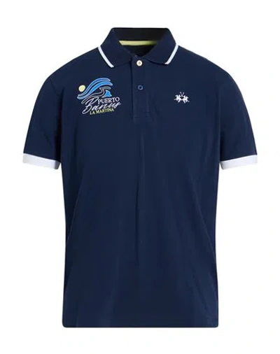La Martina Man Polo Shirt Midnight Blue Size Xxl Cotton, Elastane