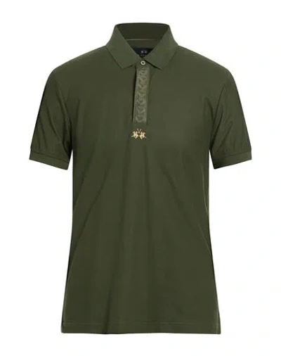 La Martina Man Polo Shirt Military Green Size Xxl Cotton, Elastane