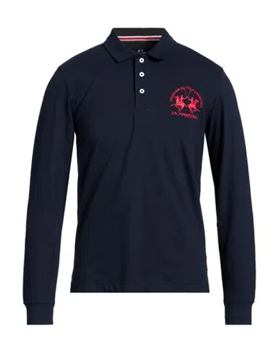 La Martina Man Polo Shirt Navy Size Xxl Cotton, Elastane In Blue