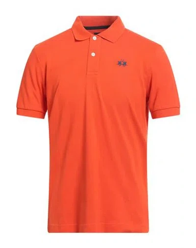La Martina Man Polo Shirt Orange Size 3xl Cotton
