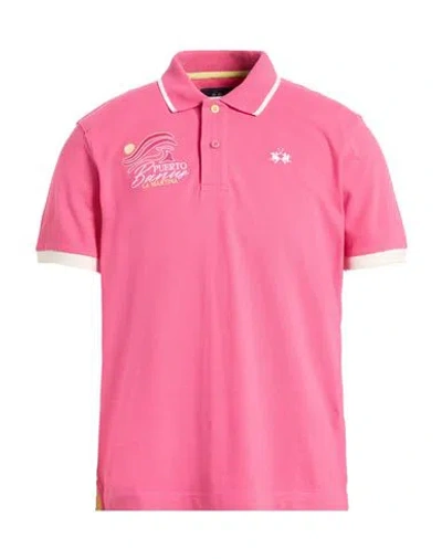 La Martina Man Polo Shirt Pink Size Xxl Cotton, Elastane