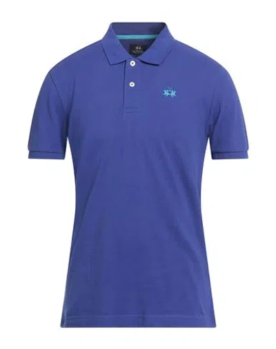 La Martina Man Polo Shirt Purple Size 3xl Cotton In Blue
