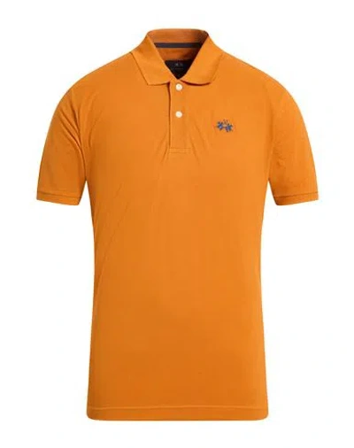La Martina Man Polo Shirt Rust Size Xxl Cotton In Orange