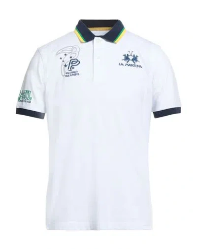 La Martina Man Polo Shirt White Size Xl Cotton, Elastane