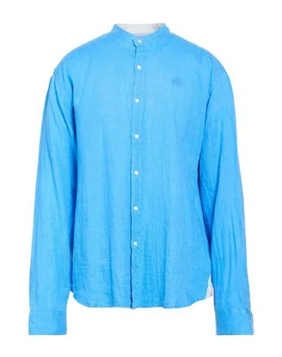 La Martina Man Shirt Azure Size 3xl Linen, Cotton In Blue