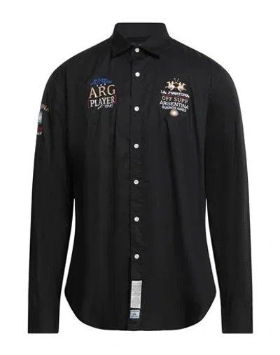 La Martina Man Shirt Black Size Xxl Cotton, Elastane