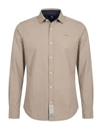 La Martina Man Shirt Grey Size Xl Cotton In Brown