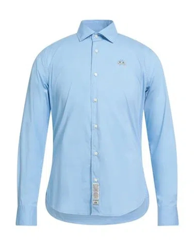 La Martina Man Shirt Light Blue Size Xxl Cotton, Elastane