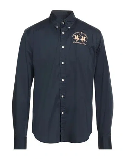 La Martina Man Shirt Midnight Blue Size 3xl Cotton, Elastane