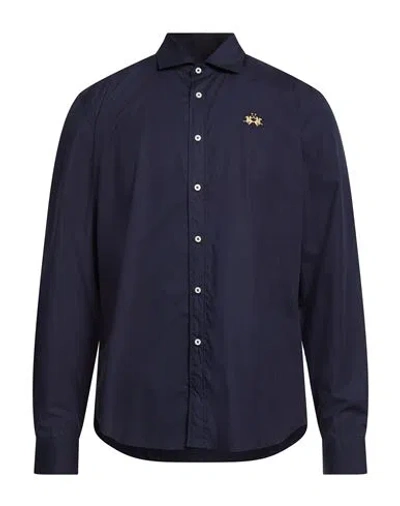 La Martina Man Shirt Midnight Blue Size S Cotton In Multi
