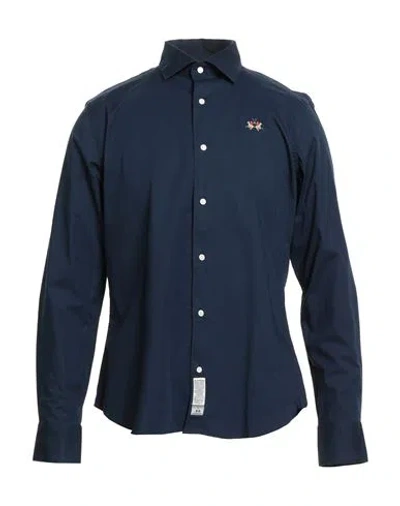 La Martina Man Shirt Midnight Blue Size Xxl Cotton, Elastane