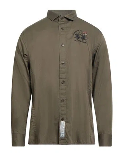 La Martina Man Shirt Military Green Size Xxl Cotton