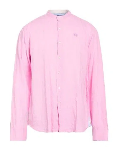 La Martina Man Shirt Pink Size 3xl Linen, Cotton