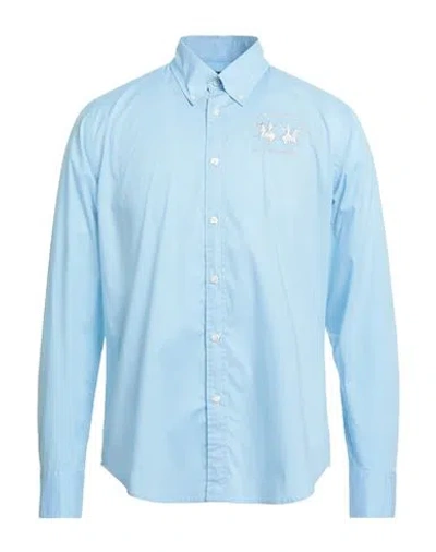 La Martina Man Shirt Sky Blue Size 3xl Cotton, Elastane