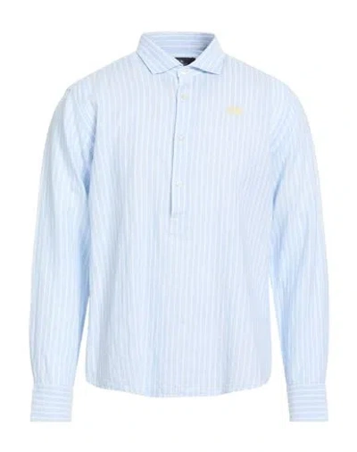 La Martina Man Shirt Sky Blue Size Xxl Cotton, Linen In Animal Print