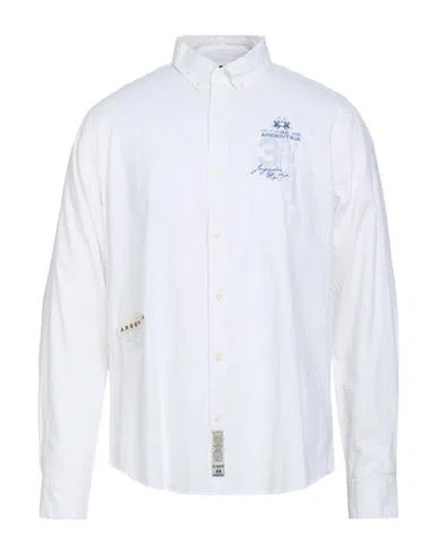 La Martina Man Shirt White Size L Cotton, Linen