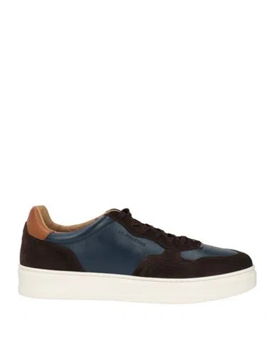 La Martina Man Sneakers Dark Brown Size 10 Leather, Textile Fibers
