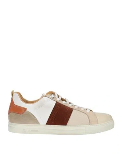 La Martina Man Sneakers Ivory Size 12 Leather, Textile Fibers In Multi
