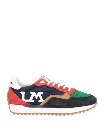 La Martina Man Sneakers Midnight Blue Size 10 Leather, Textile Fibers, Synthetic Material