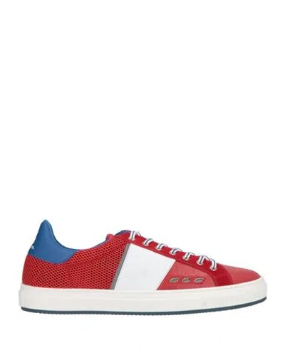 La Martina Man Sneakers Red Size 12 Leather, Textile Fibers