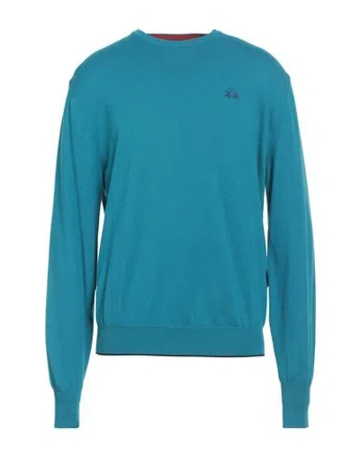 La Martina Man Sweater Azure Size Xxl Acrylic, Cotton, Wool In Blue