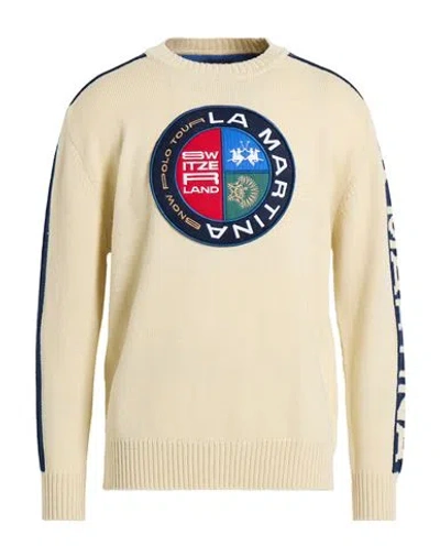 La Martina Man Sweater Beige Size L Wool, Polyester In Neutral