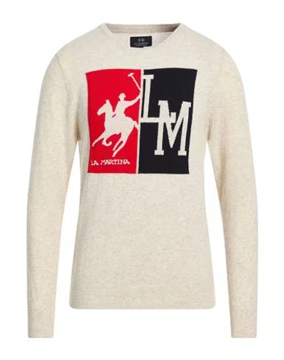 La Martina Man Sweater Beige Size Xxl Lambswool, Nylon In Multi