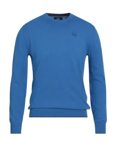 La Martina Man Sweater Blue Size Xxl Cotton